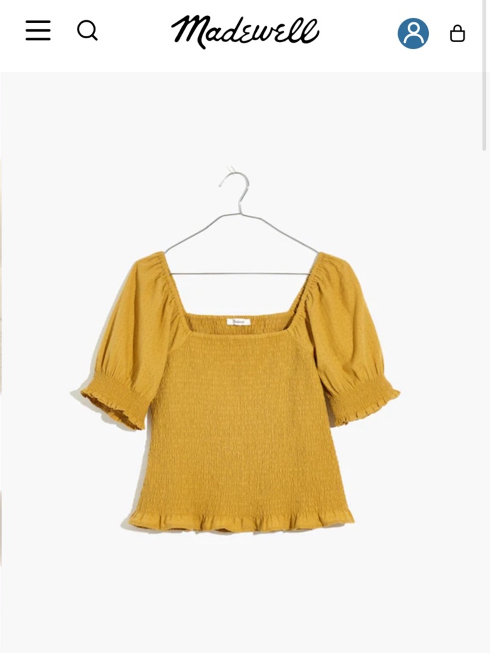 Madewell Lucie Puff-Sleeve Smocked Bodice Top